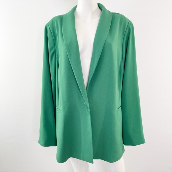 Eloquii Jackets & Blazers - ELOQUII Women's Kelly Green Long Sleeve One Button Blazer Jacket Size 26
